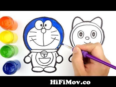 Doraemon 💯 Dorami Drawing and Coloring with Glitters | How to Draw  Doraemon Cartoon for Kids from how to draw doraemon easy Watch Video -  