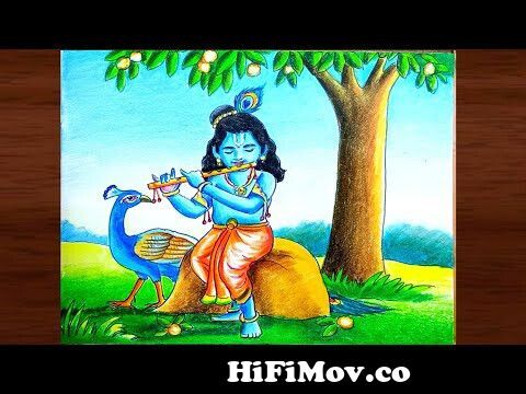 Bal Krishna scenery drawing step by step Little krishna scenery drawing  from bangla seanry Watch Video 