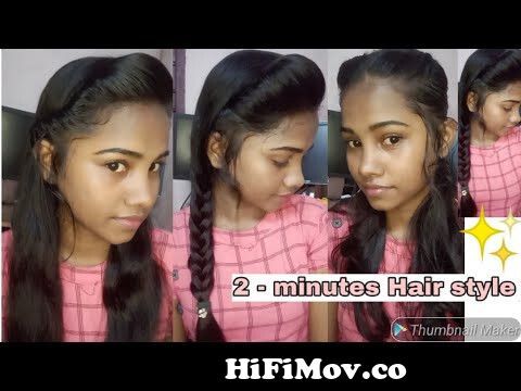 2 minutes hairstyle || quick & easy hairstyles || college hairstyles || Hair  style girl from 16yrs tamil girl hair Watch Video 