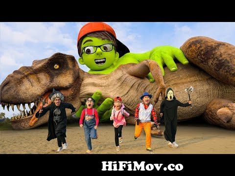 HulkNick Vs Dinosaur T-Rex Chase Reuse Friends | Scary Teacher 3D Dinosaur Funny  Video In Real life from 3d funny Watch Video 