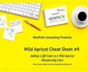 Alex Sirota: Hi, my name is Alex Sirota. I&#39;m the director of NewPath Consulting and welcome to Wild Apricot, Cheat Sheet #9 - Adding a QR code to a Wild Apricot Membership Card. n[00:00:10] A QR code is a technology that was created by car manufacturers to identify car parts quickly on an assembly line. But they are now used as a way to have people be able to scan a piece of paper or a membership card to identify quickly who that person that&#39;s presenting the card is, or a phone number or some ki
