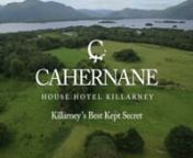 Beautifully situated on a private estate on the edge of Killarney National Park, this boutique four-star hotel is located just ten minutes&#39; walk from Killarney town centre. Cahernane House Hotel exudes a sense of relaxation and peacefulness where guests can retreat from the hectic pace of life into a cocoon of calmness and serenity. The only sounds you may hear are the cows bellowing, the lambs bleating or the birds singing. W: www.cahernane.com T: +353 64 663 1895 E: info@cahernane.com