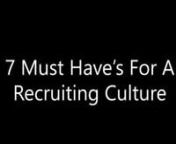 What exactly is a recruiting culture?The simple definition is a high rate of early recruiting.To have a recruiting culture, a company must do all of the following...nnDo you have questions about direct selling or compensation plans?Contact Sylvina Consulting for answers.nnSylvina Consulting: www.sylvina.comnSylvina Consulting: 503.244.8787nDirect Selling Edge: www.dsedge.comnn---nnAre you building a party plan or network marketing company, or seriously thinking about it?Your greatest c