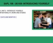 SAPL 108 - U6 H30 Introducing yourself from sapl