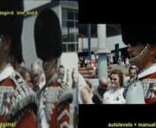This example clip shows you how useful Avisynth can be to restore old 8mm films.nnPlease use the full download to see the clip as it should be, and I suggest to use ffdshow to see this Mpeg4 clip with decent gamma settings, like it should be.nnThis regular-8mm film was made in 1958 on Kodachrome. The author has used an anamorphic lens.nnIt was a quick and dirty (dry) transfer, the film needs more cleaning and a new wetgate transfer.nnThis clip is a compilation from 5 clips, so you will see the f