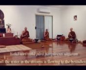 This is the chanting we regularly do at Dhammagiri for our kind, generous donors, when they offer almsfood to the sangha.nnVen Dantacitto has added both the Pali text and an English translation in the subtitles. Pali is the language of the Buddhist Canon in the Theravada tradition, and is very similar to the language spoken by the Buddha himself. The little dash &#39;-&#39; (&#39;macron&#39;) over a vowel indicates that the syllable is to be pronounced long. This is important, as the metre of the verse in Pāli