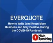 Join multiple-award-winning agent, author and speaker Thomas Ntuk for this webinar on “How to Write (and Keep) More Business and Stay Positive During the COVID-19 Pandemic” (hosted by Chandler Hahn). This webinar focuses on how you can adapt your approach to insurance sales and customer service in the midst of the COVID-19 pandemic. Insurance agents and their customers are dealing with an unprecedented situation. Thomas&#39; presentation explores ways you can shift your approach and stay positiv