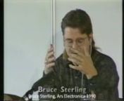 short excerpt from ORF Documentary about the VR-Symposium at Ars Electronica 1990 with a statement from Bruce Sterlingnnmore info at www.aec.atnn----nTo what extent does a society allow its technology to ndevelop freely? How does it react to the possibilities nand potentials