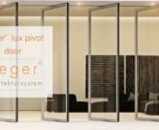 At the Sieger Showroom in the Sky House Design Centre, we have a remarkable 4m tall Sieger Lux Pivot door. This system can be up to 5m tall and 1.6m wide. This distinctively allows you to create a real statement, achieving impressive heights that were never previously possible. With highly engineered thermally break technology and double-glazed unit, the aluminium pivot doors also offer high levels of thermal insulation. The operation of each pivot door is very intuitive and simple. This glazing