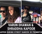 Varun Dhawan and Shraddha Kapoor promote their upcoming film Street Dancer 3D. Varun and Shraddha have become everyone&#39;s favourite Jodi ever since they came together in ABCD2. Varun Dhawan stuns in a metallic grey outfit and Shraddha looks adorable in blue jeans and crop top. Nora Fatehi, who is also a part of this movie was also spotted at the promotion and looked absolutely breath taking.