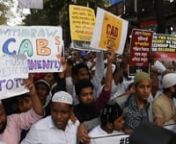 December 13, 2019: Muslim community of Kolkata in support of various Islamic organizations of the state took to the street in Kolkata to protest against Citizenship Amendment Act 2019 is an Act of the Parliament of India amending the Citizenship Act of 1955 to give a path to Indian citizenship to illegal migrants who are Hindus, Sikhs, Buddhists, Jains, Parsis and Christians from Afghanistan, Bangladesh and Pakistan, who entered India on or before 31 December 2014.nVideo Credit © Debarchan Chat