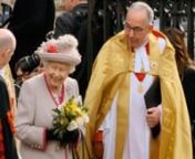 Queen Elizabeth II and the Duchess of Cornwall are escorted by the Dean of Westminster, The Very Reverend Dr John Hall, outside Westminster Abbey in London, England, UK.nnThe Queen has attended a service at Westminster Abbey to mark the 750th anniversary of the re-building of the church. The monarch is wearing a Stewart Parvin grey and fuchsia dress with a matching hat and coat designed by Angela Kelly.nnAttended by more than 2,000 people, the service commemorated the 750th anniversary since Edw