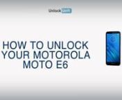 Place your order here: https://www.unlockunit.com/unlock-motorola-moto-e6-042595nnThis is a video tutorial on how to unlock your Motorola Moto E6 nThe unlocking process is a simple 3 steps process and you don’t need any technical skills for that. Once your Samsung Galaxy Tab S6 will be unlocked you will be able to use it with any other network provider in your country or around the world.nIn order to find out if your phone is SIM locked all you have to do is to insert another carrier SIM into
