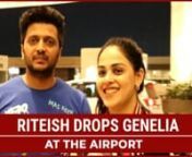 Riteish Deshmukh and Genelia Deshmukh were spotted at the airport. The couple looked cute as they stepped out of the car. Genelia opted for a white tee with black ripped jeans and a floral jacket. She was all smiles as her husband dropped her off at the gate and bid her goodbye with a hug. Riteish can be seen in a blue tee with and grey sweatpants.