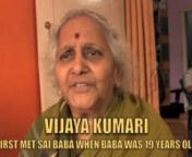 This interview (PART 1) is pure history, the history of Holy Man Sathya Sai Baba as a 19 year old teenager in Puttaparthi, India. The accounts in this interview were written down and kept by a young Baba devotee named, Vijaya Kumari.Vijaya and her family began spending weeks and months at a time with Sai Baba in 1945.nnWhat an extraordinary first person record of events and experiences from nearly 70 years ago.nnWelcome to Souljourns.This interview was recorded in Whitefield, India in Januar