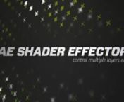 Available at aescripts.com/ae-shader-effectornnAE Shader Effector provides a quick way to control properties of multiple layers from the pixel values of another layer. Similar to the Shader Effector from C4D&#39;s Mograph module.nn• Compact, dock-able interface.n• Choose between Luma, Red, Green, Blue or Alpha channel to sample from.n• Control Time-Remapping, Position, Scale, Rotation, Opacity or any selected property of multiple layers.n• Dynamic controls to adjust and animate remapping val