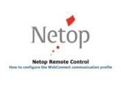 This video describes how to create a WebConnect communication profile in your Host or Guest module.Netop WebConnect is a secure web based communication that relies on the Connection Manager and Connection Server.It is normally used to connect a Guest to a Host across the internet where they are separated by firewalls and the IP address of the Host may be unknown.Netop WebConnect service users can remote control computers typically without having to configure any firewall, proxy or router.