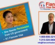 https://www.visacoach.com/how-to-bring-lao-fiance-usa/ The K1 Fiance Visa gives your Laotian Fiancee permission to travel from Laos to enter the USA to marry you. Here I describe the process from I129F Petition submission to USCIS through to medical and consulate interview in Vientiane, Laos. nFor more info please call 1-800-806-3210 x 702 or visit VisaCoach.comnnTo Schedule your Free Case Evaluation with the Visa Coachnvisit https://www.visacoach.com/schedulenor Call - 1-800-806-3210 ext 702 or