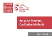 Episode Author: Owen HughesnnLearning Objectives:nnBy the end of this episode you will be able to:nn* describe the qualitative researchn* give examples of how it might be used in practicennEpisode Overview: This episode looks at qualitative research methods and how they can be used to help us gain a greater understanding of pain.nnReferences:nnBreen A, Austin H, Campionsmith C, Carr E, Mann E. “You feel so hopeless”: A qualitative study of GP management of acute back pain. European Journal o