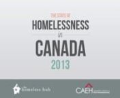 The State of Homelessness in Canada: 2013 is the first extensive Canadian report card on homelessness. This report examines what we know about homelessness, the historical, social and economic context in which it has emerged, demographic features of the problem, and potential solutions. The State of Homelessness provides a starting point to inform the development of a consistent, evidence-based approach towards ending homelessness.nnOur goal in developing this report was to both assess the bread