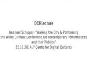 25.11.2014nDigital Cultures Research LabnDCR­Lec­tu­renn„Wel­co­me to the World Cli­ma­te Con­fe­rence 2014 at the Schau­spiel­haus Ham­burg“. With the­se words, Flo­ri­an Rau­ser will open the new project of Rimini Protocol on Fri­day, No­vem­ber 21, 2014. 650 peop­le from Ham­burg then per­for­med the de­le­ga­ti­ons of 196 coun­tries in a si­mu­la­ti­on of the ori­gi­nal UNFCCC – Con­fe­ren­ces of the par­ties like the one that will start in the be