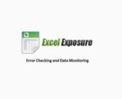 Error Checking and Data Monitoring in ExcelnnDownload the Error and Data Checking workbook to follow along with the video lesson:nhttp://excelexposure.files.wordpress.com/2013/04/error-and-data-checking.xlsxnnIn the following Excel video tutorial, I go over the following topics in detail:nn- Explanation and example of major errors in Excel:nn#DIV/0 -- #VALUE! -- #REF! -- #NAME? -- #NUM! -- #N/A -- #NULL!nn- Overview of Excel&#39;s built-in error checking options and functionality.nn- How to use Go T