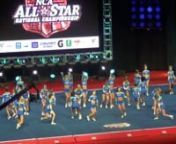 This is the Stingrays&#39; Medium Senior Level 5 team, Peach, competing at the NCA National Championship cheerleading competition at the Kay Bailey Hutchison Convention Center in Dallas, TX on 3/1/15. They were in 1st place out of 19 teams with a score of 98.23 after Day 2.They are from Marietta, GA.