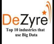 This is a recorded session from the IBM Certified Hadoop Developer course at DeZyre nClick this link to learn more - http://www.dezyre.com/Hadoop-Training-online/19nPlease call us at 1 866 313 2409 or email rahul@dezyre.com for any questionsnnThe number of Big Data jobs is increasing every day. In our earlier video about “Big Data companies &amp; job roles in them” we defined various positions that are available in big data companies. Here we discuss more about industries using big data. nBi