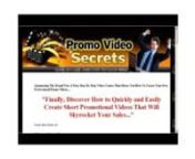 This Brand New, 6 Part, Step By Step Video Course That Shows You How To Create Your Own Professional Promo Videos...nn