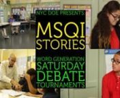 MSQI Stories are a video series that provide a glimpse into key MSQI practices including Word Generation (in ELA, SS, math, and science), strategic reading periods focused on small group reading instruction (featuring reciprocal reading and Socratic seminar), and accountable talk. Watch all, or choose those that are most relevant to you. In this video, hear from MSQI debaters, coaches, parents, school leaders and debate experts about the impact of debate on student achievement.