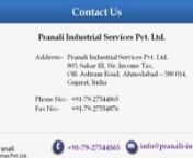 Visit at - http://www.pranali-india.com/contact-us/ Pranali Industrial Services Pvt. Ltd. is a company based in Gujarat, India that specializes in sourcing and marketing of quality stainless and carbon seamless tubes, Stainless Steel Seamless Pipes, Stainless Steel Welded Pipes, Duplex And Super Duplex Stainless Steel Tubes, Precision Stainless Tubes, Titanium Tubes, Aluminum Tubes, Bright Annealing Furnace, Straightening Machines, Press Brake Machines, Pipe Cutting Machines, Eddy Current Machin