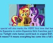 The third 1-hour #EquestriaGirls Specials has now officially got a name: Spring Breakdown. This special marks the very first time where humans visits pony Equestria to find out where the Equestrian Magic came from. Will Sci-Twi, Sunset and Human Rainbow Dash able to save their world before the magic lost control?n