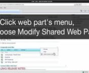 A brief video that demonstrates how to modify a Shared Web Part on a SharePoint site to add a &#39;popular file&#39; or one you&#39;d like to show on a Shared Web Part. (Note: this is a Shared Documents web part).