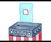2d Animation motion graphics showing a watercolor of an American ballot box with filled ballot paper being dropped on white screen in HD 1080 high definition.