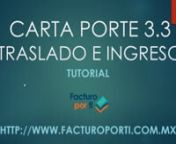 Aca te enseñamos como generar unaCarta Porte3.3 (traslado o ingreso).Mas información https://www.facturoporti.com.mx/sistema-facturacion-electronica/ ventas@facturoporti.com.mx Tel. 01 55 55 46 22 88
