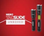 The TAC SLYDE features a 300 lumen flashlight with 12x adjustable zoom and 5 light modes and a C•O•B lantern feature with 3 light modes, including emergency red flash.A powerful magnetic base provides convenient hands-free lighting, and the lanyard helps keep this light handy when you need it most.nnPurchase: https://www.nebotools.com/p/TAC-SLYDE/591nnLIGHTn• High-power 300 lumen LED flashlightn• High-power 200 lumen C•O•B LED lanternnn5 FLASHLIGHT MODESn• High (300 lumens) - 2