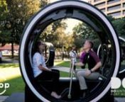 FREE ONE-OF-A-KIND INTERACTIVE ART EXHIBIT - FIRST STOP IN TEXASnSeptember 28 - October 28, 2018 in Burnett ParknnLoop is a cross between a music box, a zoetrope and a railway handcar. The family-friendly illuminated musical installation consists of 12 giant zoetropes – an optical toy invented in the 19th century that predates the animated film – that show images in rapid succession, creating the illusion of motion.nnPeople sit inside the giant wheel and pump the lever together to activate t