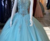 Ball gowns for Prom, or Quinceanera. You will be a princess for a day in this stunning beaded bodice blue ball gown. The illusion high neck with a corset back and scattered beads throughout the dress adds the perfect princess touch.nnClosure: Back Corset, Hook and EyennDetails: Illusion High Neck, Sweetheart, Beaded, Lace, Tulle, Crinoline, Ballgowns, Puffy, Floor Length Gown, Corset, Built in Bra CupsnnFabric: Beaded Bodice with Tulle and Crinoline SkirtnnNeckline: Sweetheart, Illusion High Nec