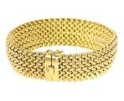 https://www.ross-simons.com/882407.htmlnnNamed with the Italian word for rice, this gorgeous 18kt yellow gold riso bracelet is beautifully crafted with small, granular links that exude a very classic, mesh-like presentation. Made in Italy. 5/8