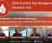 In this seminar we examine how unusual conditions were in the lead up to and during the 2019-20 fire season. We present analyses on fuel dryness, fuel loads and fire weather. We show that available fuel was extremely dry, due to severe antecedent drought across NSW. Fuel loads were highly variable across NSW at the start of the fire season. However, on average, fuel loads were no higher than previous seasons. Sustained periods of adverse weather conditions, including many days of record fire dan