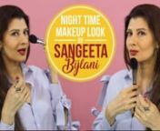 As the beautiful Sangeeta Bijlani visited Pinkvilla Headquarters, we got her to spill the beans on her beauty and makeup secrets. Watch this video, as Sangeeta shows us her go-to night time makeup regime. nnPreviously she had shown us her everyday makeup routine and now she augmented her day makeup to take to night time. From a strong crease, red lips and shimmer lids she showed us how to do it all.nnSangeeta Bijlani is an Indian Bollywood actress who was the Miss India pageant winner in 1980. S