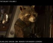 My lighting, lookdev, grooming, environments, and cg supervision work from the past several years at Method Studios. nnGuardians of the Galaxy Vol 2nRocket Fur Pipelinen-Designed method for Rocket’s fur from groom to sim to rendern-Fur shader lookdev in vRayn nGuardians of the Galaxy Vol 2 nCG Supervisorn nCaptain America 3 Civil WarnCG Leadn-CG environment lead for Vienna shotn-Environment lookdev, Task Force HQn-Procedural environment lookdev for underwatern nSan AndreasnLighting Leadn-Build