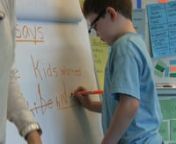 This video shows 1st graders using Interactive Writing, an instructional practice in the K-2 Reading Foundations Skills Block that helps students apply their growing knowledge of letter-sound connections to write sentences using familiar spelling patterns and high frequency words in a shared sentence. First, the teacher reads aloud an intentionally designed sentence. Students tap out each word. Then students analyze the sounds in each word. Finally they reread the completed sentence. This instru