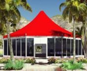 Liri round tent with high peak, ABS walls, glass walls, glass doors for hotel usage. Popular solution as movable hotell marquee and catering tent.nnMovable Hotel Marquee of LIRI in Hilton Kuwait Resort. With elegant facade, LIRI Marquee is convenient and flexible to set up. It is widely used in lots of outdoor events, especially outdoor restaurant in the hotel.n nHotel banquet marquee changes traditional way to hold an event. Instead of normal event at home or in the hotel, outdoor banquet marqu