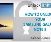 Place your order here: https://www.unlockunit.com/unlock-samsung-galaxy-note-8-062441nThis is a video tutorial about how to unlock your Samsung Galaxy Note 8.nThe unlocking process is a simple 3 steps process and you don’t need any technical skills for that. Once your Samsung Galaxy Note 8 will be unlocked you will be able to use it with any other network provider in your country or around the world.nIn order to find out if your phone is SIM locked all you have to do is to insert another carri