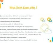 A leading Online Examination System - Think Exam provides a robust #online #examination #platform to conduct online exam, create online tests, the report generates, online quiz, assign test, design tests and etc. This video shows how #ThinkExam system works and what their features are.nnTo get a free demo of Online Examination System, visit - www.thinkexam.com