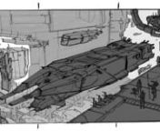 P77​​ Spaceship is a concept sketch of a transport cruiser pulling into a loading dock after a planetside scouting mission. Its sleek but utilitarian design is a combat workhorse in Deschambault&#39;s dystopian sci-fi universe, Project 77.nn​BIOGRAPHYnnMartin Deschambault​ is a senior concept artist from Montreal who&#39;s always had a passion for concept design. He got his start by studying industrial design at the University of Montreal in 1999, then spent his early career in product design be