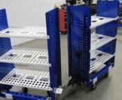 These Flat Shelf Tugger Carts are ergonomically designed with the operator in mind. The caster formation have also been implemented to improve overall tracking. A tow bar has been added so these flat shelf carts can be added to any tugger train. nnFind these carts here: https://www.flexqube.com/sl/solutions/all-solutions/shelf-cart---830-x-420-mmnnFlexQube® is an independent company who supplies material handling equipment, tugger carts, industrial carts and racks, that are modular and robust.