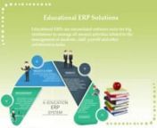 Educational ERP Solutions nEducational ERPs are streamlined software suite for big institutions to manage all around activities related to the management of students, staff, payroll and other collaborative tasks. nnnBenefits of a Complete ERP for Educational institutions nGets absolute hold over the management nWeb-based interface for storing academic records, attendance, and other informationnPeople/staff in the institutions get uniform access to the students databasenDifferent modules for hand