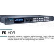 Deliver more immersive content to audiences with the power and flexibility of AJA FS-HDR. See how FS-HDR and the Colorfront Engine™ can simplify real-time HDR/WCG transformations, and make it easy to maintain the look you’ve worked to achieve across SDR to HDR, HDR to HDR and HDR to SDR for both 4K and HD needs. nnLearn more about the device’s extensive capabilities, including extensive camera log translations and more. https://www.aja.com/products/fs-hdr